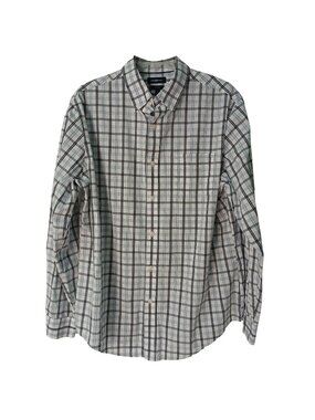 Croft & Barrow Mens L Stretch Plaid Button Shirt Long Sleeve Cotton Spandex #I-1